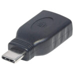 Manhattan USB-C to USB-A Adapter, Male to Female, 5 Gbps (USB 3.2 Gen1 aka USB 3.0), SuperSpeed USB, Black, Lifetime Warranty, Polybag USB-C adapter Sort