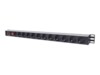 Intellinet Vertical Rackmount 12-Way Power Strip - German Type, With On/Off and Overload Protection, 1.6m Power Cord (Euro 2-pin plug) Stikdåse 12-stik 16A Sort 1.6m