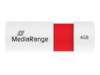MediaRange 4GB USB 2.0 USB stick Rød Hvid