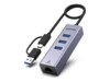 Unitek 4-in-1 Ethernet Hub Grå