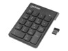 Manhattan Numeric Keypad, Wireless (2.4GHz), USB-A Micro Receiver, 18 Full Size Keys, Black, Membrane Key Switches, Auto Power Management, Range 10m, AAA Battery (included), Windows and Mac, Three Year Warranty, Blister Tastatur Membran Trådløs