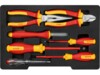 VDE Werkzeug-Set gemischt, 7-teilig (rot/gelb, Seitenschneider, Spitzzange, 4 Schraubendreher, Abmantelungsmesser)