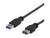 DELTACO USB3-243 USB forlængerkabel 3m Sort
