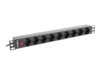 Lanberg PDU-09F-0300-BK Strømstødsbeskytter 9-stik 16A Sort 3m
