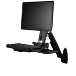 StarTech.com Wall Mount Workstation, Articulating Full Motion Standing Desk with Ergonomic Height Adjustable Monitor & Keyboard Tray Arm, Mouse & Scanner Holders, For Single VESA Display - Foldable Standing Desk (WALLSTS1) Monteringssæt Monitor 24'