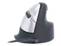 R-Go HE Mouse Ergonomisk mus, Stor (over 185mm), Højre, med kabel Kabling Sort Sølv