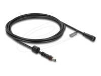 Delock DC Extension Cable 5.5 x 2.1 mm male to female with screw cap M12 x 1.75 mm thread waterproof 18 AWG 2 m black