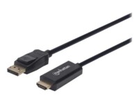 Manhattan DisplayPort 1.1 to HDMI Cable, 1080p@60Hz, 1.8m, Male to Male, DP With Latch, Black, Not Bi-Directional, Three Year Warranty, Polybag Videoadapterkabel 1.8m Sort