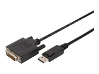 DIGITUS Adapter 24+1 pin digital DVI han -> 20 pin DisplayPort han 3 m Sort