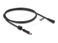 Delock DC Extension Cable 5.5 x 2.5 mm male to female with screw cap M12 x 1.75 mm thread waterproof 18 AWG 1 m black