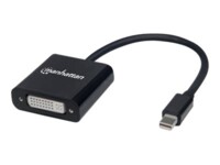 Manhattan Mini DisplayPort 1.2a to DVI-I Dual-Link Adapter Cable (Clearance Pricing), 4K@30Hz, Active, 19.5cm, Male to Female, Compatible with DVD-D, Black, Three Year Warranty, Polybag Videoadapter Sort