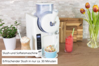 2-in-1 Slush- & Softeismaschine SOFIE (weiß, für 1.500ml Slush oder Softeis, 150 Watt Kompressor)