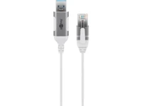 USB-A 3.0 to RJ45 Ethernet Cable, Slim, 1 m, 1 m, white