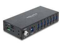 Delock Industry Hub 7 x USB 5 Gbps Type-A with 8 kV ESD protection and DIN rail mounting