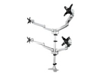 StarTech.com Desk Mount Quad Monitor Arm, Premium Articulating VESA 4 Monitor Mount 2x2 up to 27', Ergonomic Height Adjustable Pole Mount, Tilt/Swivel/Rotate, C-Clamp/Grommet, Silver - Heavy-duty VESA Mount (ARMQUADPS) Monteringssæt 4 skærme 13'-27'