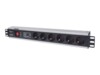 Intellinet 19' 1.5U Rackmount 6-Way Power Strip - German Type', With On/Off and Surge Protection, 3m Power Cord (Euro 2-pin plug) Stikdåse 6-stik 16A Sort 3m