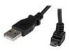 StarTech.com 1m Micro USB Cable Cord - A to Up Angle Micro B - Up Angled Micro USB Cable - 1x USB A (M), 1x USB Micro B (M) - Black (USBAUB1MU) USB-kabel 1m Sort