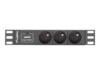 Lanberg PDU-03E-0200-BK Strømfordelingsenhed 3-stik 16A Sort 2m