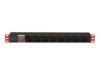 TECHly Professional I-CASE STRIP-81UD Strømfordelingsenhed 8-stik 16A Sort Rød 3m