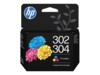 HP 302/304 Tri-color Original Cyan, Magenta, Gul