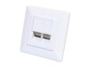 2-Port Cat6 10G Shielded RJ45 Wall Plate, Flush Mount with Faceplate, STP, Signal White RAL9003