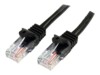 StarTech.com 3m Black Cat5e / Cat 5 Snagless Patch Cable CAT 5e Ikke afskærmet parsnoet (UTP) 3m Patchkabel Sort