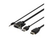 DELTACO HDMI-kabel HDMI/VGA/audio/USB 2m Sort
