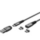 DAT USB-C/C v2.0 1,0m textil magnet sw/si PL, 1 m, black, grey