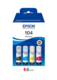 Epson EcoTank 104 Sort Gul Cyan Magenta Blækrefill C13T00P640