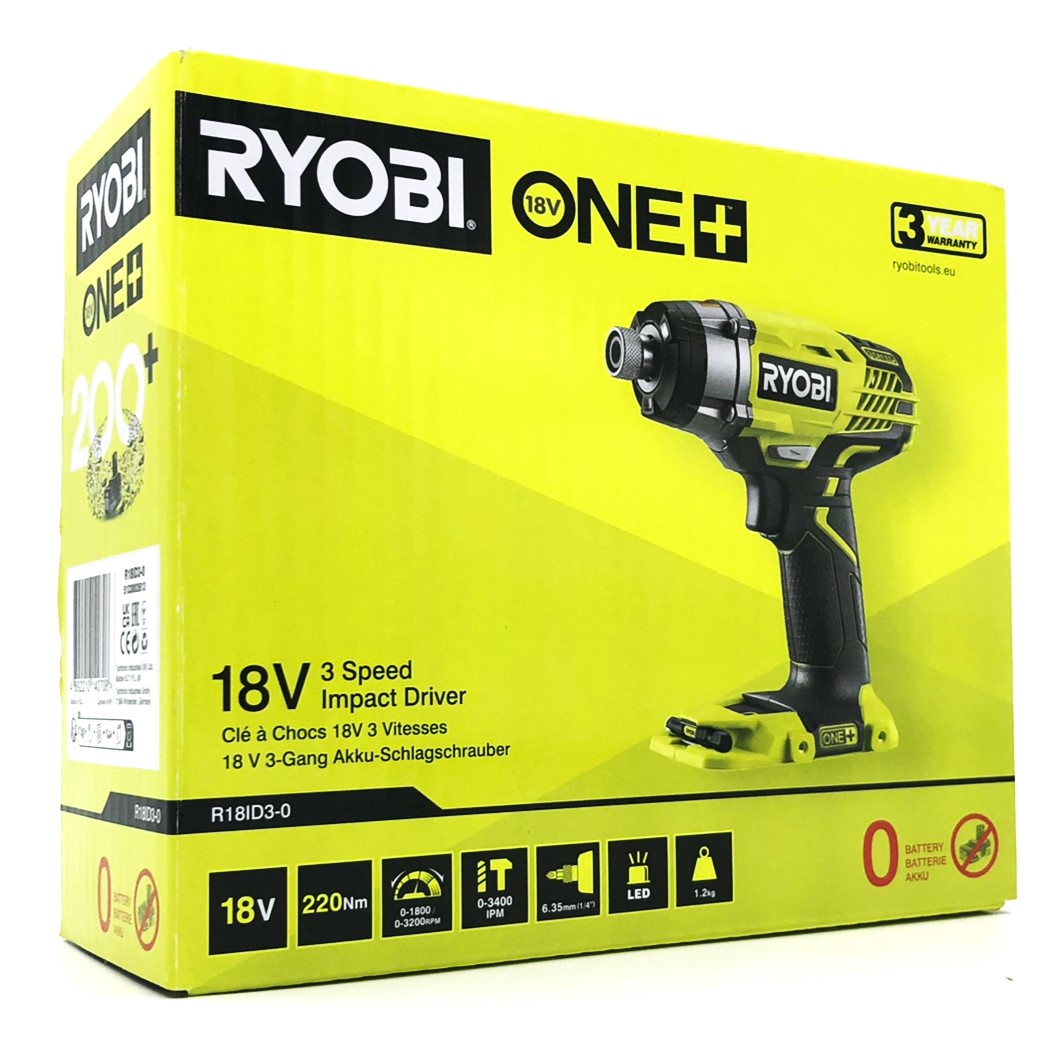 Ryobi One+ R18ID3-0 Skruemaskine 18V Uden batteri Batteri og lader ikke inkluderet