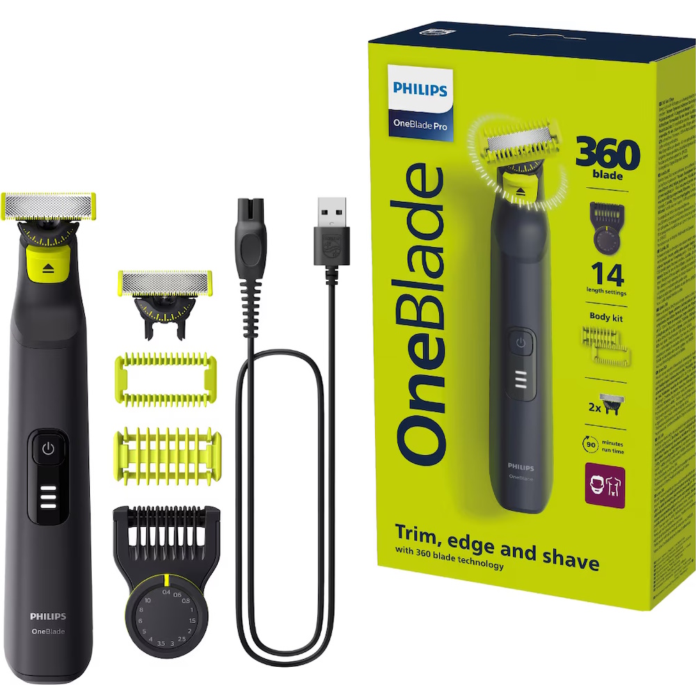 Philips OneBlade Pro 360 QP6542 Face + Body Barbermaskine Grå Grøn Sølv