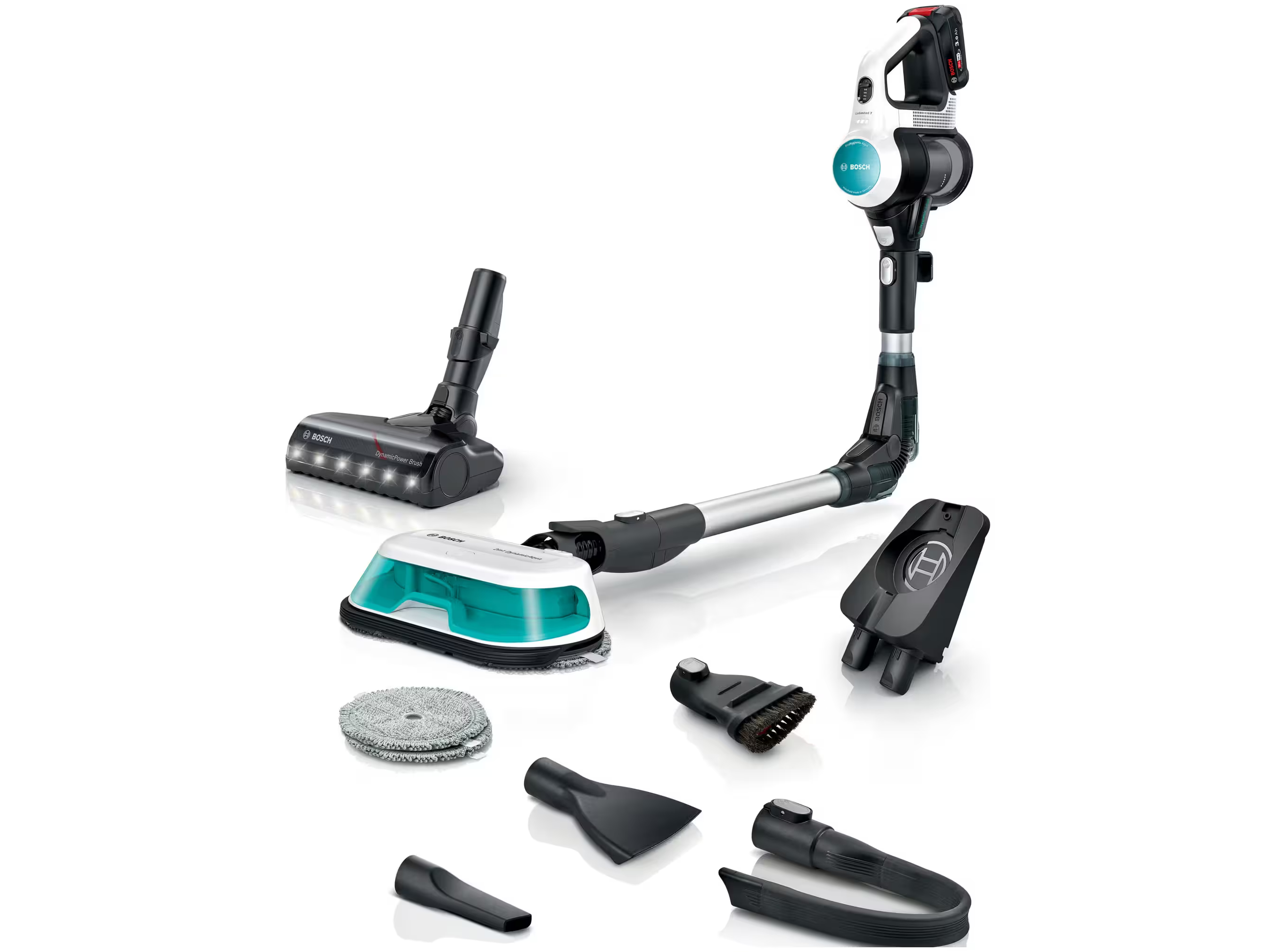 Bosch BCS71HYG4 Cordless 2-in-1 hoover vacuuming and mopping Unlimited 7 ProHygienic Aqua White