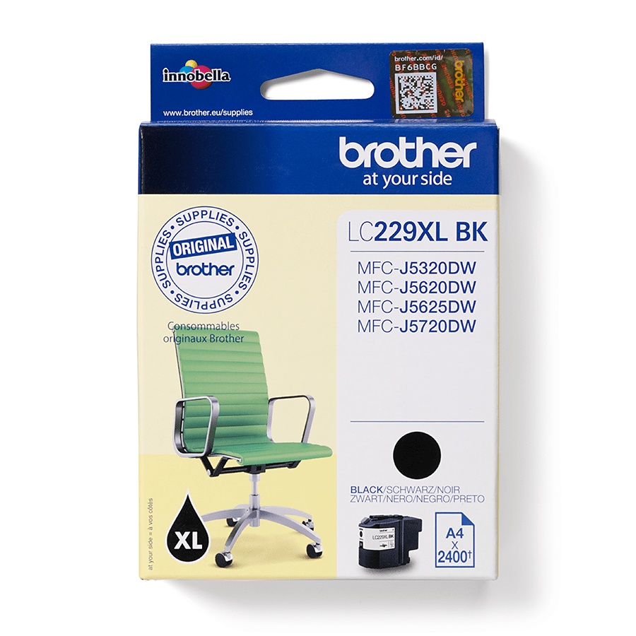 Brother LC 229XLBK Sort 2400 sider Blæk