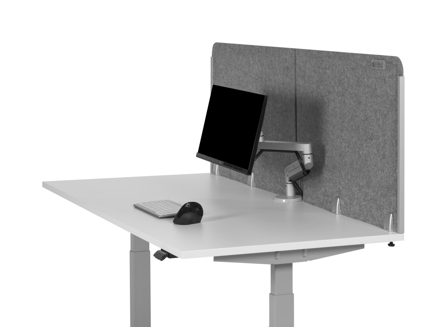 Bakker Tischtrennwand rund o.Acrylfenster_ grau_Rückseite