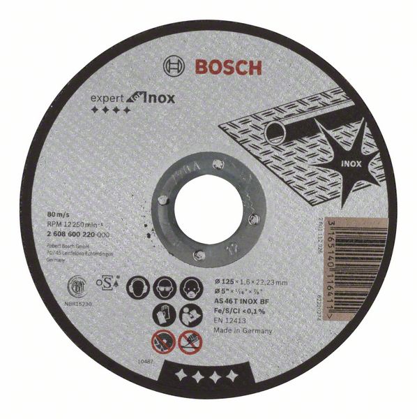 CUTTING DISC 125X22X1.6MM INOX BOSCH