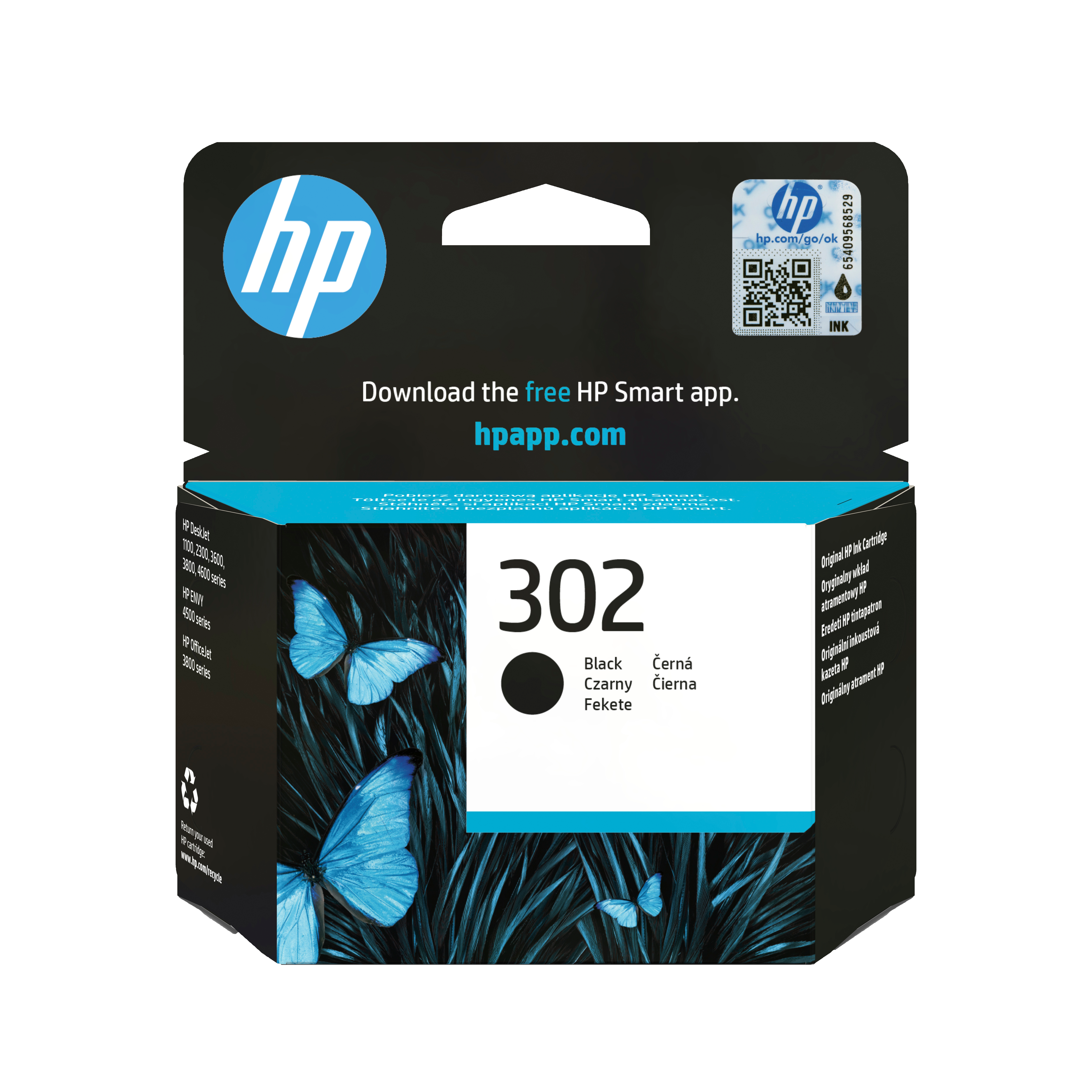 HP 302 Black Original Sort 170 sider Blæk