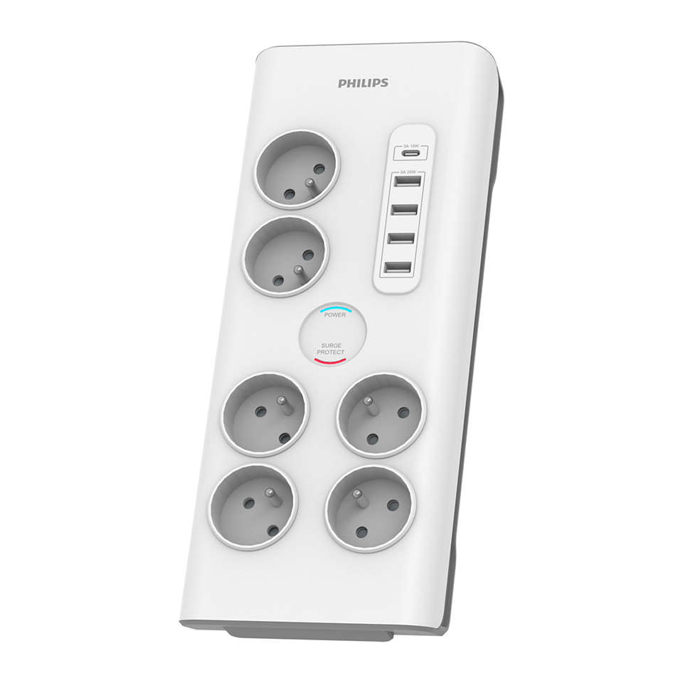 Philips SPN7060WA/60 surge protector White 6 AC outlet(s) 2 m
