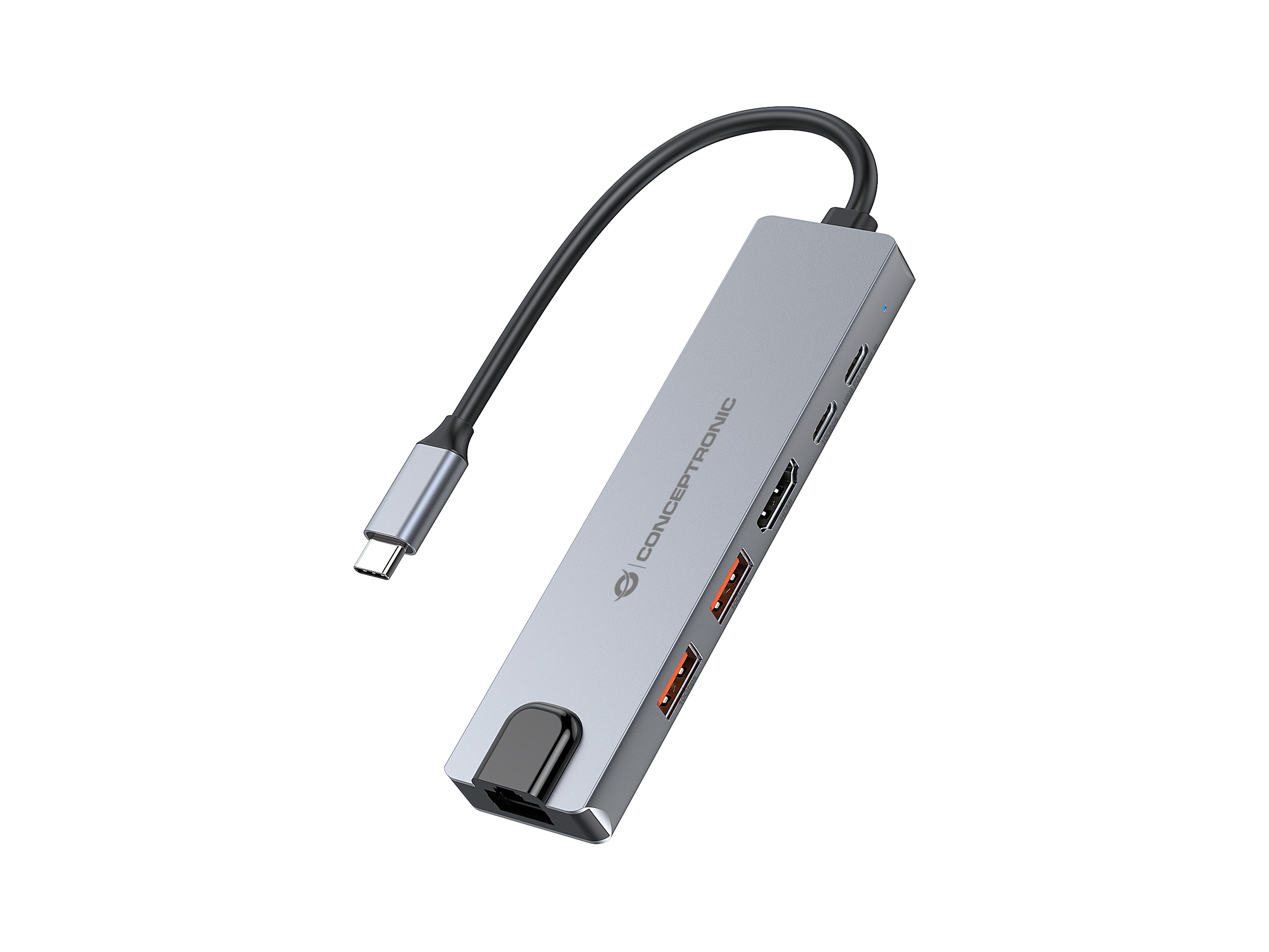 CONCEPTRONIC Dock 6-in-1 USB-C->HDMI,2xUSB-A,USB-C,GbE 140W