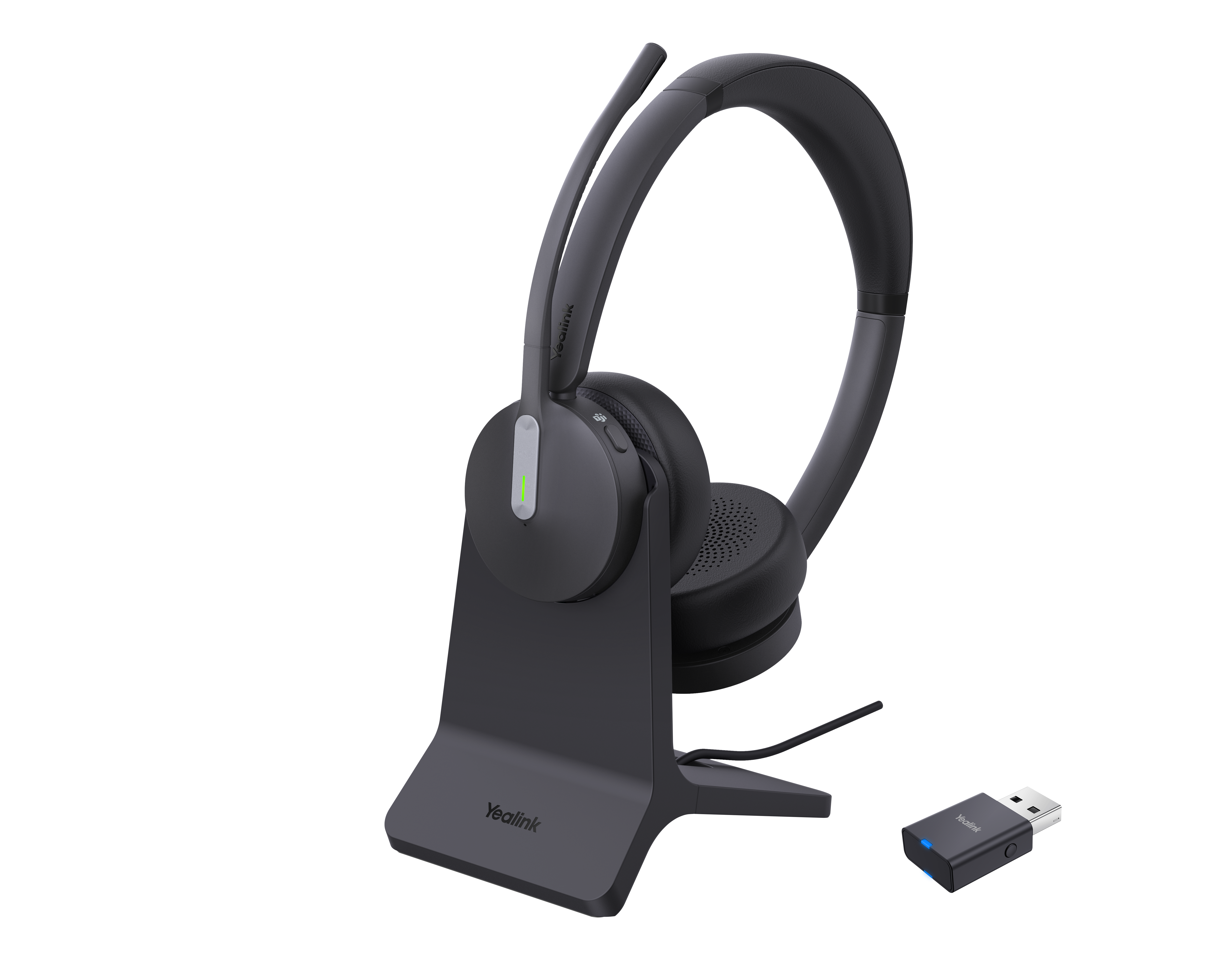 Yealink WH64 Hybird Dual with Charging Stand Teams Trådløs Hovedtelefoner Sort
