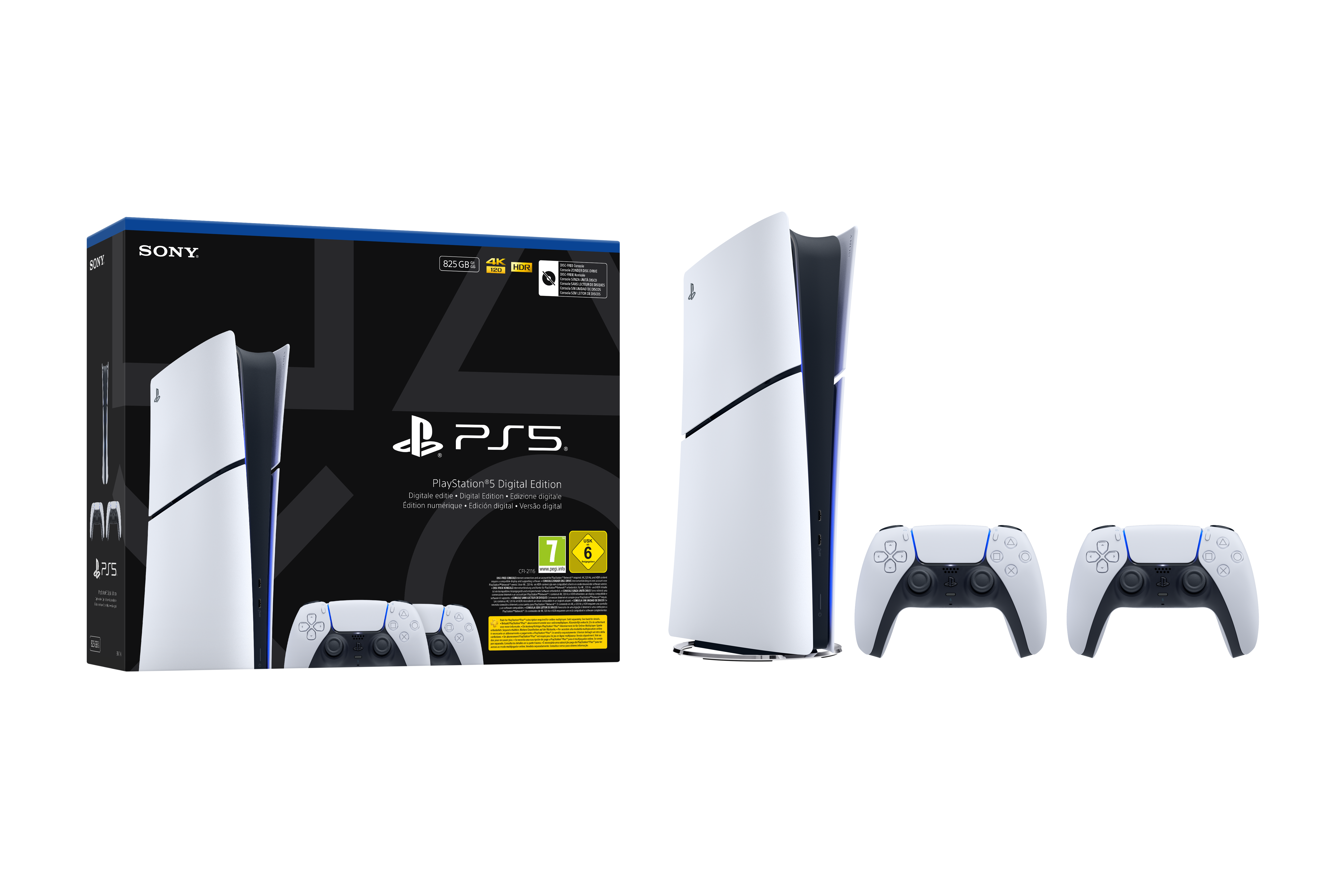 PS5 Console 825GB Digital Ed. White + 2 DualSense