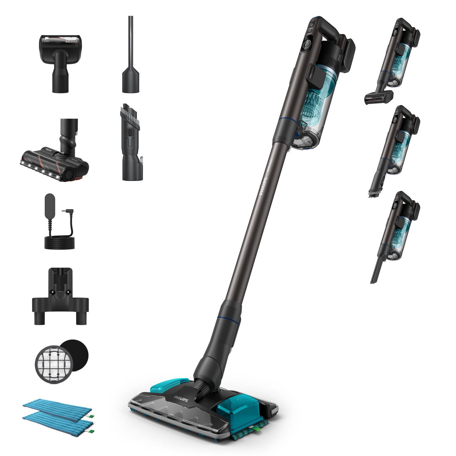 Philips XC8155/01 stick vacuum/electric broom 2-in-1 stick vacuum Battery Dry&wet Bagless 0.6 L Blue
