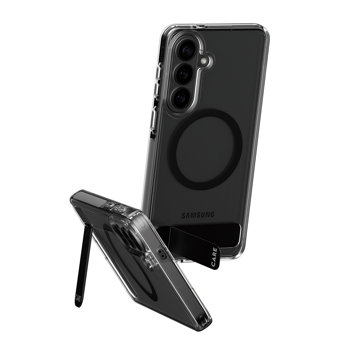 PanzerGlass CARE™ by ® Case Transparent w. Black Kickstand & Qi Samsung Galaxy S26+ Beskyttelsescover Transparent