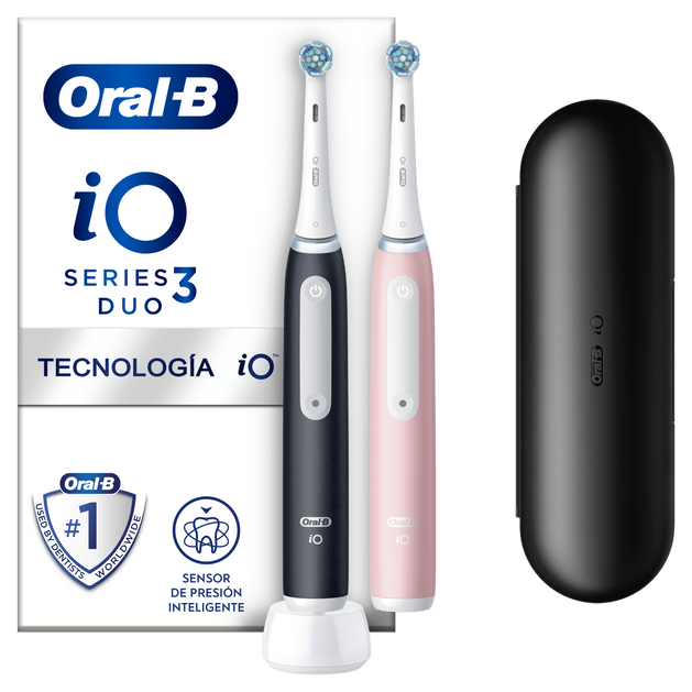 Oral-B iO3 Duo Sort, Rose, Hvid