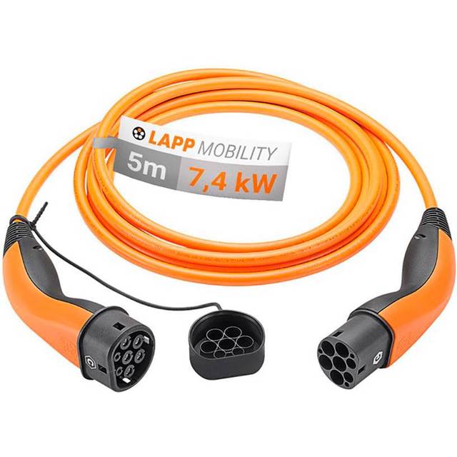 Type 2 Charging Cable, up to 7.4 kW, 5 m, orange, 5 m, orange