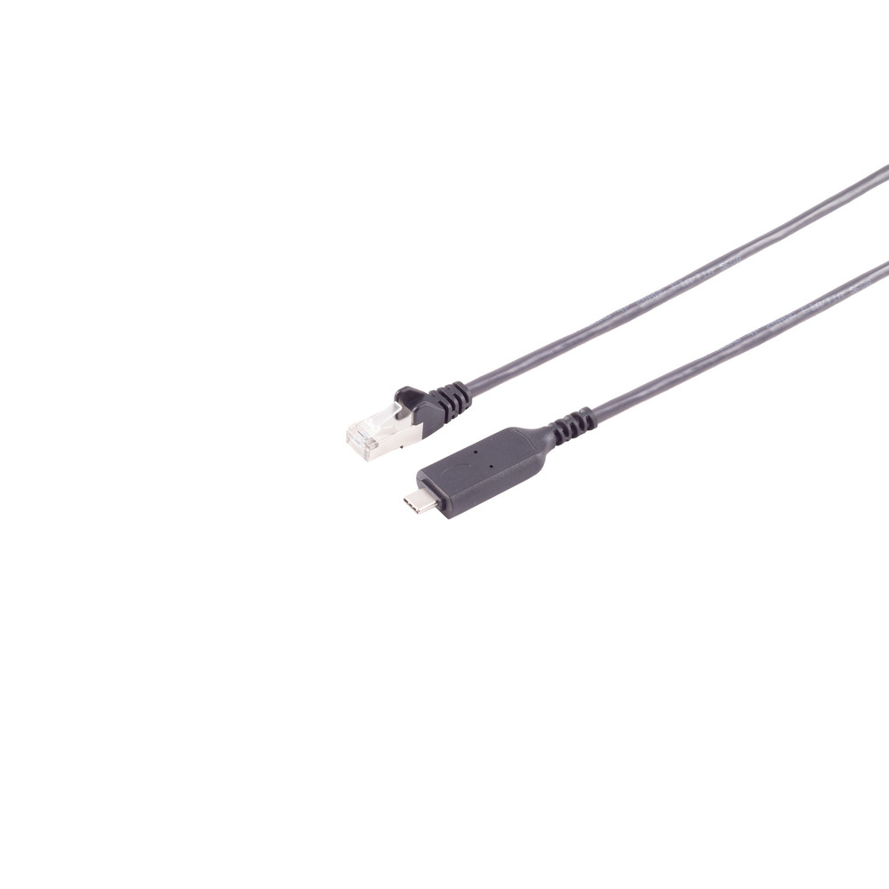 USB-C LAN adapter cable 1G, RJ45, PVC, black, 7.5m