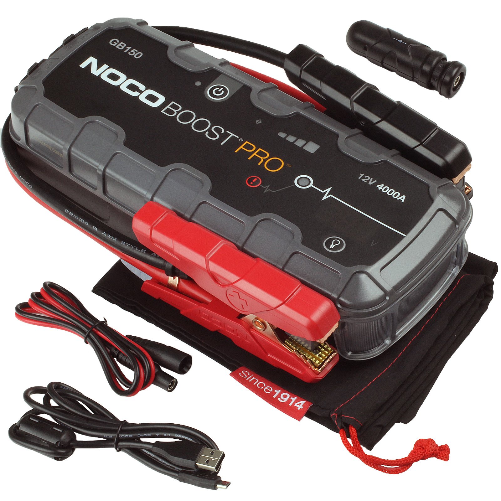 NOCO GB150 Boost 12V 3000A Jump Starter starter device with integrated 12V/USB battery