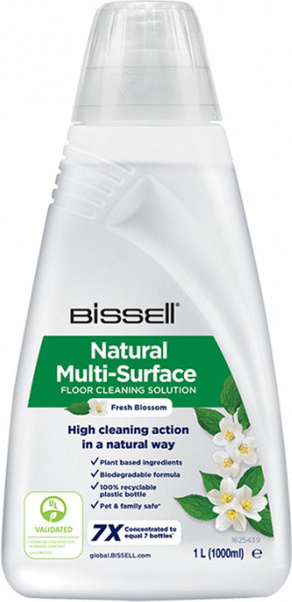 Bissell Natural Multi-Surface Floor Cleaning Solution for BISSELL CrossWave, SpinWave, SpinWave Robot & HydroWave machines, 1000 ml