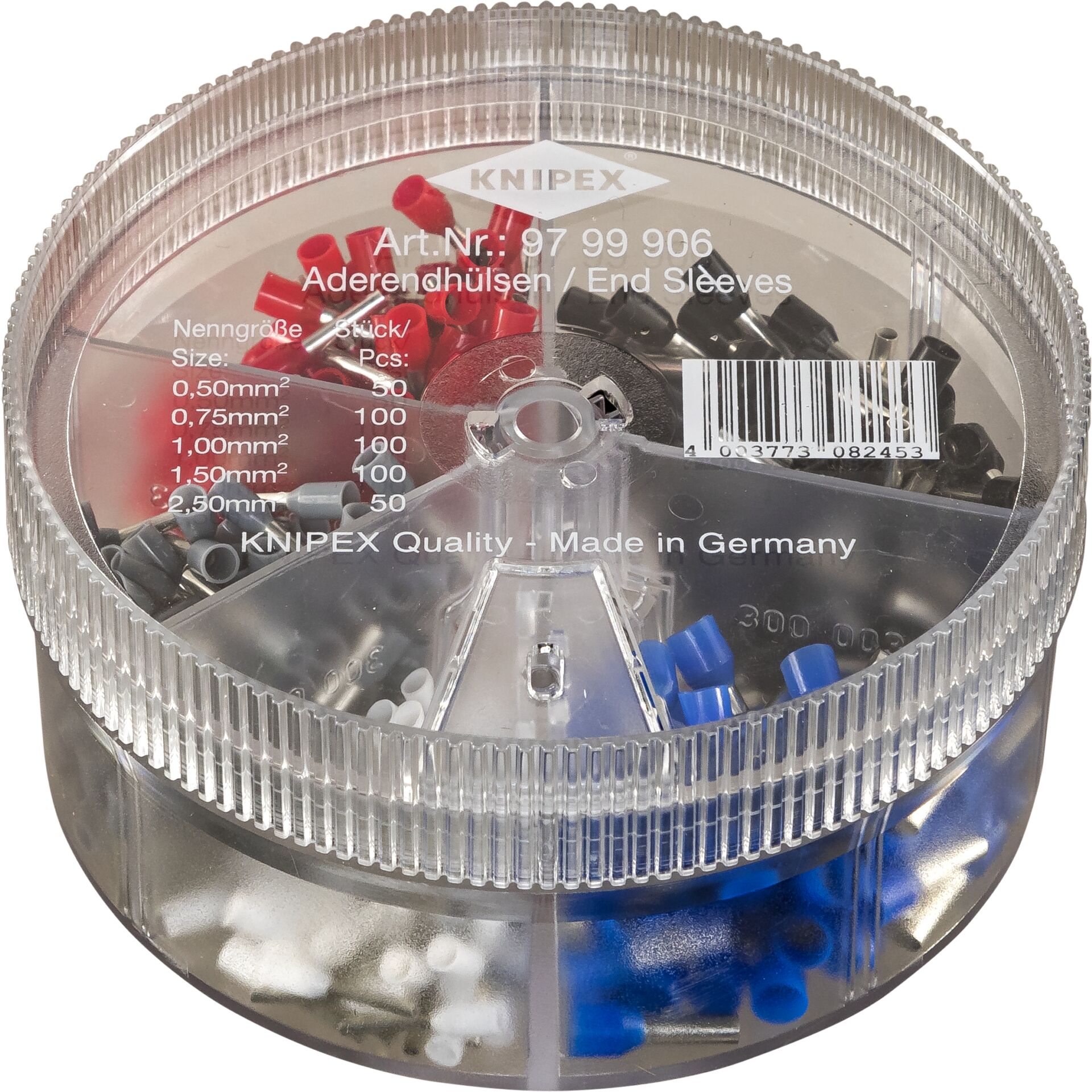 Knipex 97 99 906 AderendhALlsen-Sortiment Vollisoliert WeiAz, Grau, Rot, Schwarz, Blau 400 St.