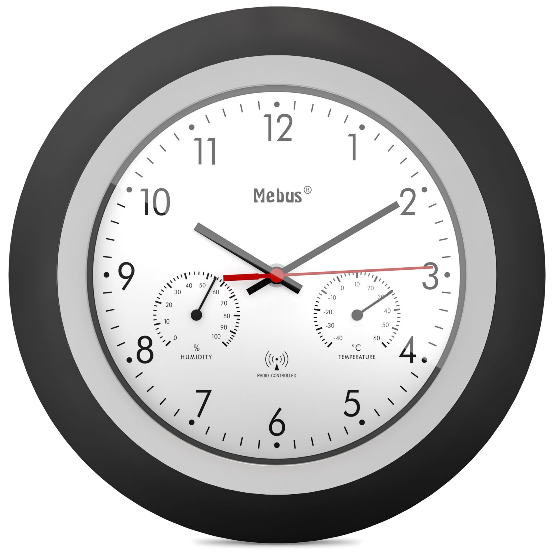 Mebus 19449 Funk-Wanduhr mitThermo-/Hygrom.