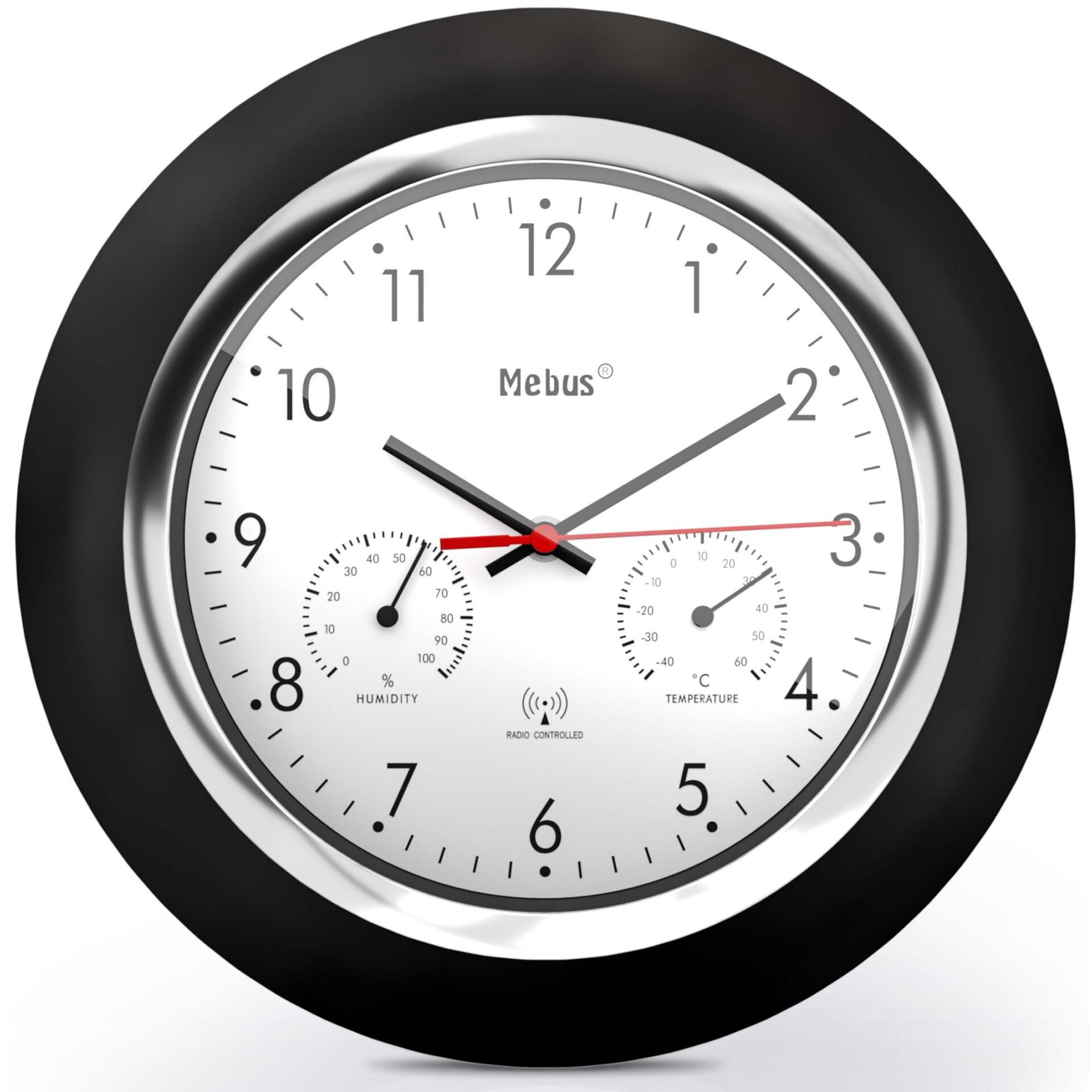Mebus 19453 Funk-Wanduhr mit Thermo-/Hygrome